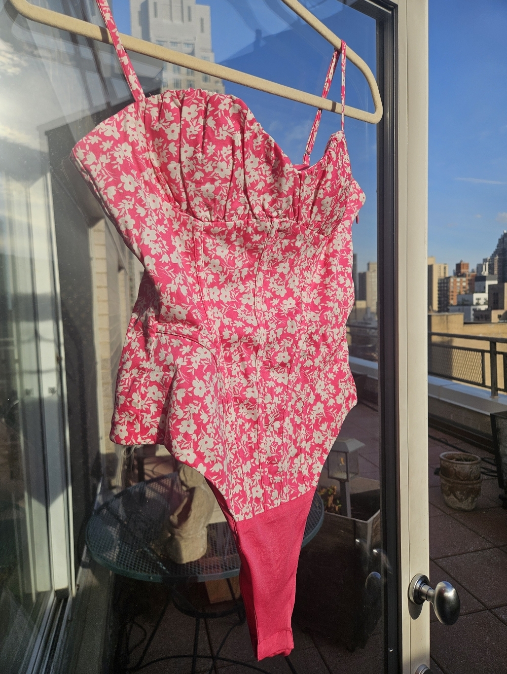 Zara Pink and White Floral bodysuit NWT